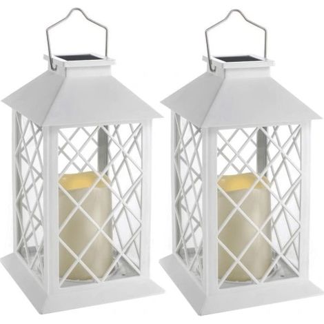 2x Solar-LED-Gartenlaterne SuperLED-Kerzenlaterne