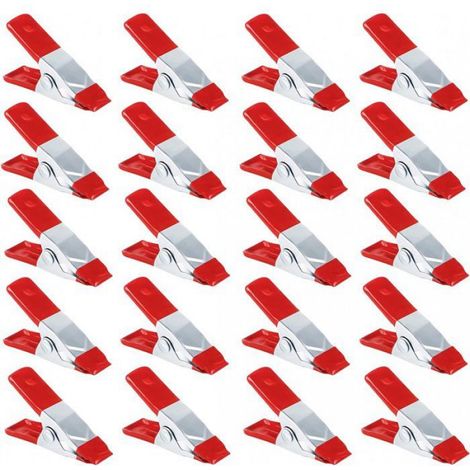 Mini Clip À Ressort - Pour Bâches Et Toiles De Fond - En Métal Avec Revêtement Caoutchouc - Lot De 20 Pièces - Rouge (1/5)