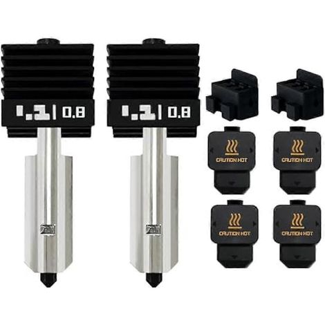 Kit de extrusor de 2 piezas de 0,8 mm con boquilla de acero endurecido mejorada, 2 cubiertas de silicona adicionales + 2 cepillos para boquillas para Bambu Lab H2D()