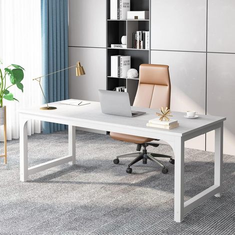Schreibtisch 180x80cm Weiß, Computertisch Home Office, Arbeitstisch mit viel Platz (1/5)