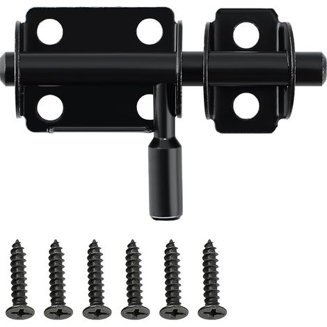 Mooche Verrou Porte Interieure, Loquet Verrou Pratique, Loquet Porte Exterieur pour Armoire, Tiroir et Jardin, en Acier Inoxydable, Noir (1/5)