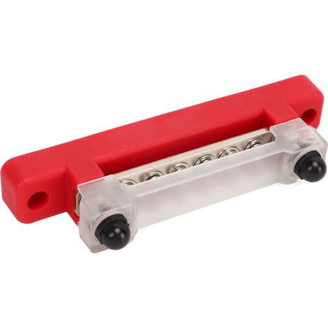 Bloc de distribution électrique 48 V 150 A à 6 bornes avec couvercle, goujons M6 et vis M4 pour voiture, camping-car, caravane, bateau, rouge (1/5)