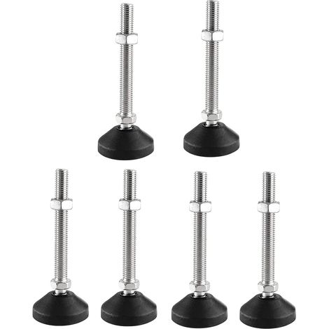 Lot de 6 pieds réglable M10 x 80 mm - Vis de réglage - Pied de meuble - Peut porter - Pieds réglables - Vis réglables - Pied réglables - Inclinaison maximale de 20 ° (6PCS M10 x 80mm x Ø40mm) (1/5)
