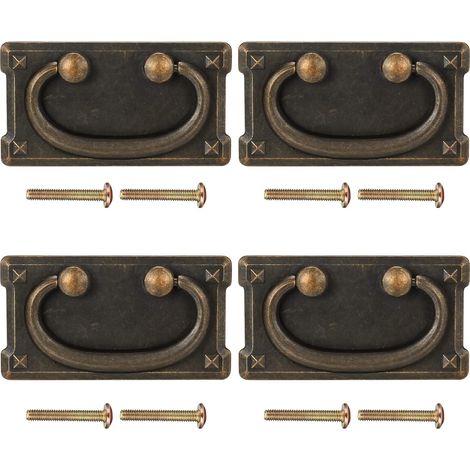 CCYKXA 4 Stück Vintage-Schubladengriffe, antike Bronze-Möbelgriffe für Schranktüren, Schubladen, Schränke, dekorativ – 95 x 52 mm