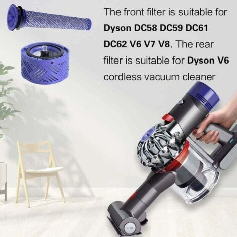 Filtro HEPA e Prefiltro per Aspirapolvere, Serie V6-V7-V8, Compatibile Dyson, 3 pezzi + Spazzola di Pulizia (1/4)