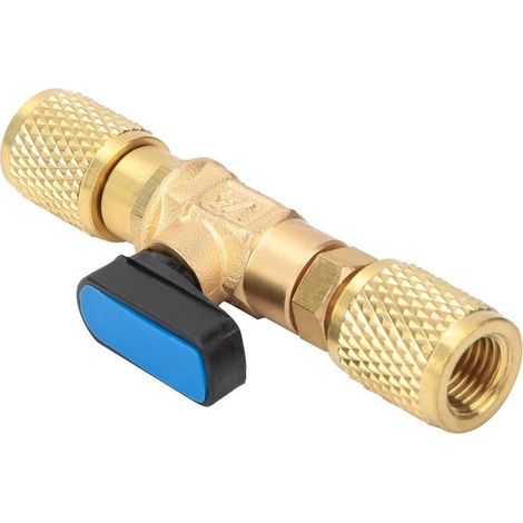 Adaptateur de vanne à boisseau sphérique réfrigérant, adaptateur de vanne à boisseau sphérique en laiton HVAC A/C, 1/4" SAE pour outils de service automobile HVAC A/C (1/4)