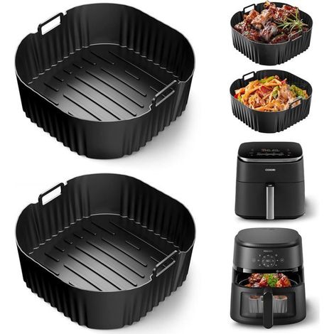 2 Pcs Moule Air Fryer pour Philips 2000 6,2l NA230EU,Silicone Accessoires Air Fryer pour Cosori TurboBlaze 5,5L/6L/6,2L (1/4)