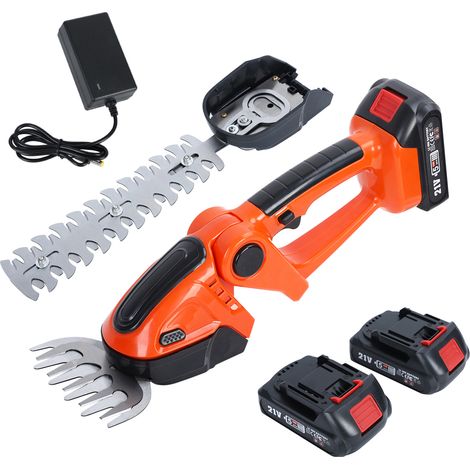Elektrische Heckenschere, Akku-Heckenschere, Mini-Heckenschere und Grasschere 2 in 1, 1500 mAh, 21 V. (1/5)