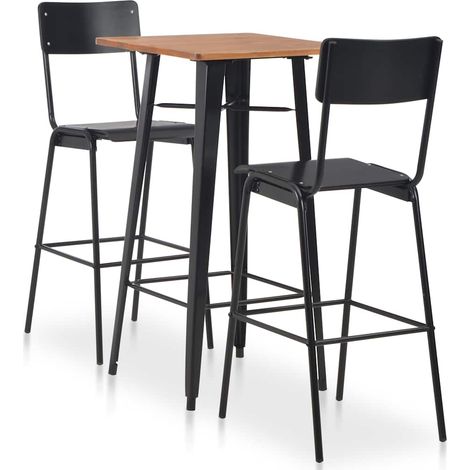 vidaXL Conjunto de mesa alta y taburetes 3 piezas acero negro (1/5)