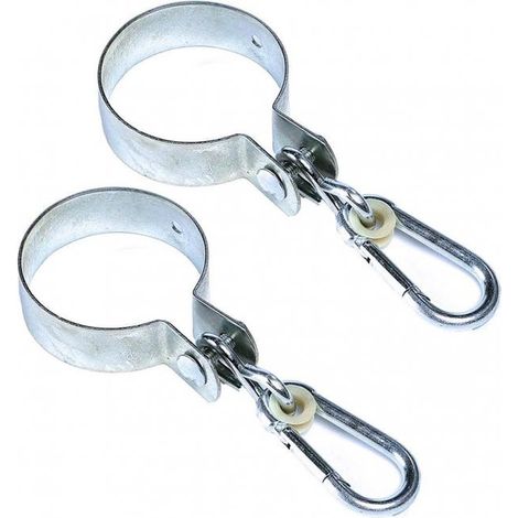 Lot 2 Crochets Ronds Ø 10 cm avec Mousqueton Fixation balancoire portique (1/5)