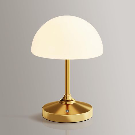 Mushroom Lamp, Waterproof Table Lamp, Wireless Rechargeable Battery Lamp for Bedroom, 5000mAh Touch Control, Bathroom, 3 Dimming Levels, Small Lamp, Gold (1/5)