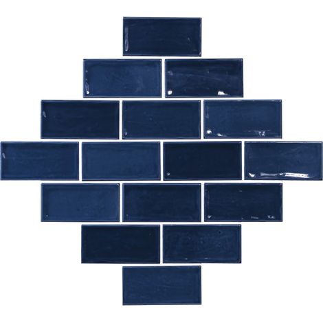 Carrelage Zellige bleu foncé brillant 7.5x15 cm – Fini brillant pour faïences murales – Ambiance élégante et intemporelle – El Barco (1/2)