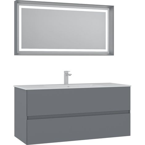 Ensemble Meuble Vasque avec Miroir (2 Pièces) "Nest 121 v2" - 121 x 51 x 55 cm - Matte Grey (1/3)
