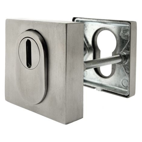 Ouvre&Déco – 2 rosaces de fonction carre SECURITE cylindre, inox
