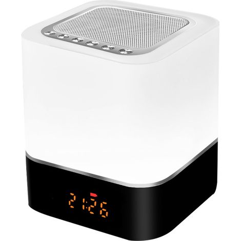 Enceinte Bluetooth sans fil avec commande tactile, lampe de chevet, réveil, lecteur MP3, lampe de bureau LED intelligente portable à capteur tactile, veilleuse multicolore RGB à intensité variable, to