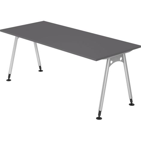 bümö Schreibtisch Serie-A Rechteck: 180 x 80 cm  Graphit