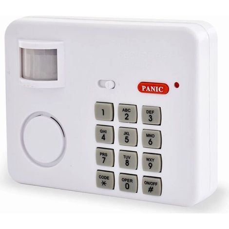 ALOVEZ Alarme Sans Fil, Détecteur Mouvement 100° 5m, Sirène 90 dB, Carillon, Clavier, Bouton Panique, ABS, 3 Piles AA, Installation Facile, Maison, Garage, Bureau (1/4)