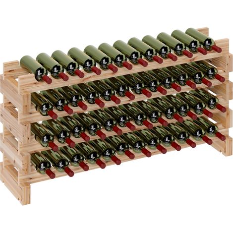 Casier à vin pour 48 bouteilles, 114 x 28 x 56,5 cm, finition bois naturel – Convient aux caves à vin, cuisines ou salles à manger (1/5)
