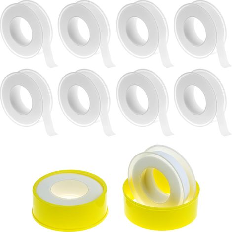 10 Rouleaux Ruban d'Étanchéité en PTFE 15mm x 12m – Joint de Plombier pour Tuyaux d'Eau, Robinets, Gaz et Raccords Filetés (1/5)