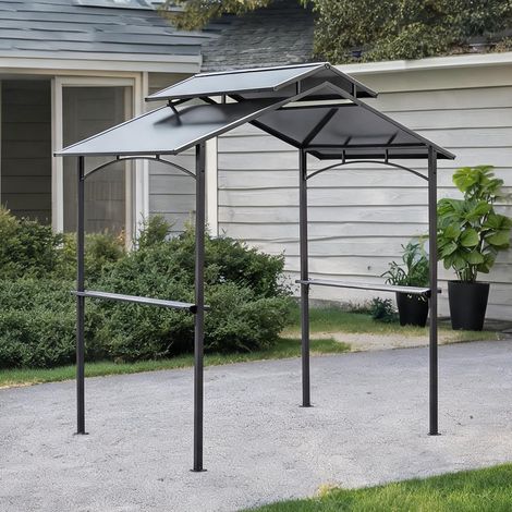 Pavillon de jardin avec toit en polycarbonate et 2 étagères (1/5)