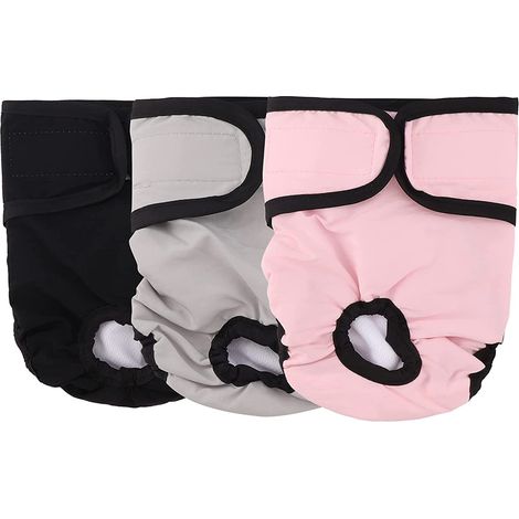 Lot de 3 couches pour chien, lavables, ajustables, absorbantes, culotte physiologique anti-fuite, taille L (1/5)