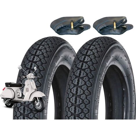 2 Pneumatici 100/90-10 + 2 CAMERE d'Aria per Scooter Piaggio Vespa VESPONE Ape 61L GOMME COPERTONI Disegno Union