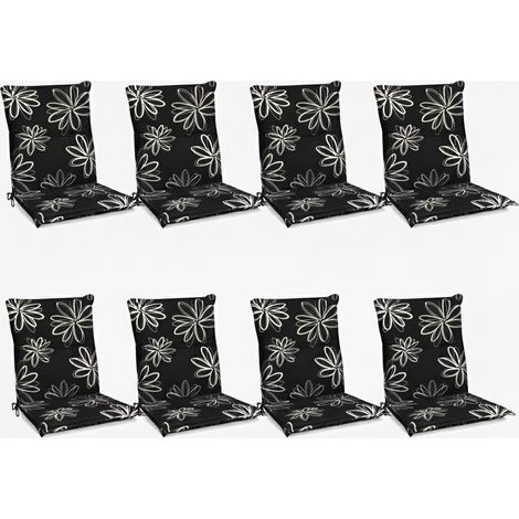 Flores Niedriglehner 8er 100x50 cm schwarz mit Blumen