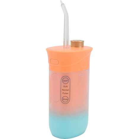 Elektrische Munddusche (220 ml), 3 Modi, 4 Düsen, Tiefenreinigung, Kariesprophylaxe, Dental Jet für Zähne und Zahnfleisch, Orange (1/5)