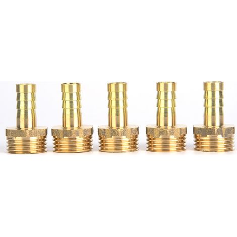 Raccord laiton à barbelure mâle 5 pièces, connecteur tuyau d'eau G1/2 vers 10mm, adaptateur flexible pour flexible arrosage. (1/5)