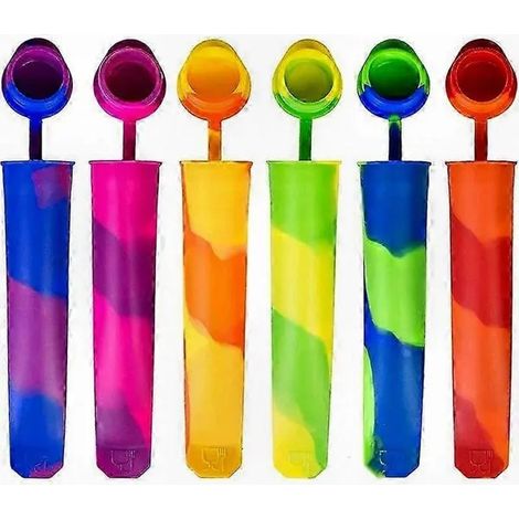 Moules à glaçonsMoules à glace en silicone, réutilisables avec couvercles étanches, flexibles, compatibles congélateur, micro-ondes et lave-vaisselle, multicolores, lot de 6. (1/5)