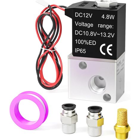 1/8 pouce BSP DC12V 3 voies 2 positions normalement fermées Electrovanne pneumatique 3V1-06 (1/5)