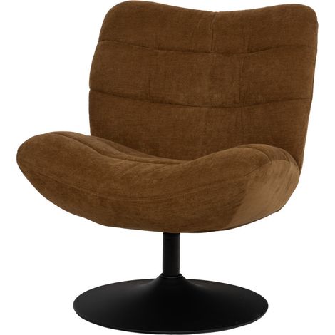 Amadeus - Fauteuil Adrian en tissu camel avec piètement tulipe noir (1/2)