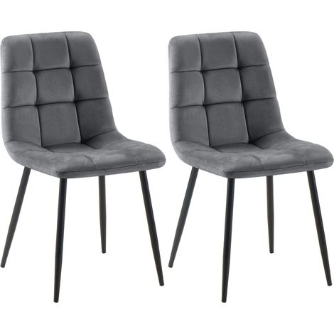 Lot de 2 chaises de salle à manger Tilde Gris foncé Velours (1/5)