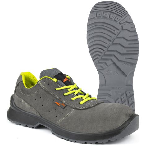 Pezzol Malbek S1P SRC 610Z scarpe da lavoro basse N. 38 estive antinfortunistica in pelle scamosciata grigio made in Italy Grigio + Giallo fluo 38