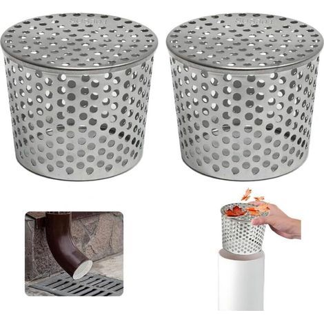 Filtres De Gouttière en Acier Inoxydable, Lot de 2 Crapaudine de Gouttière 85-100mm, Filtre Gouttière À Mailles, Grille Protection Gouttiere Anti Feuille, Filtre de Gouttière pour Éviter les Blocages