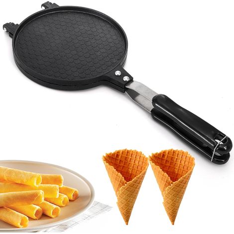 Appareil à gaufres/appareil à cornets de crème glacée antiadhésifs, moule à gaufres de 6,7 pouces, pour cuisinière à gaz uniquement. (1/5)