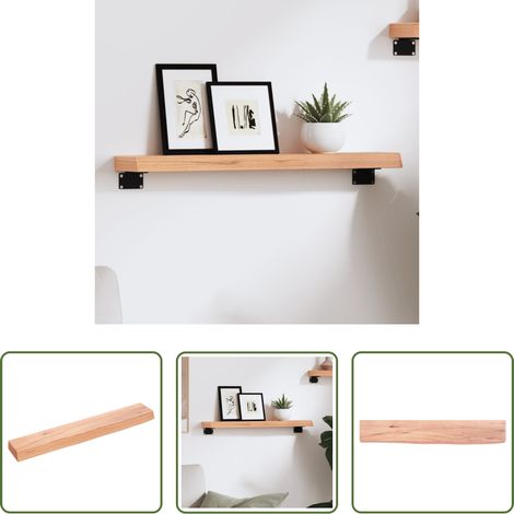 Rangement - Étagère murale marron clair 60x10x4 cm bois chêne massif traité (1/5)