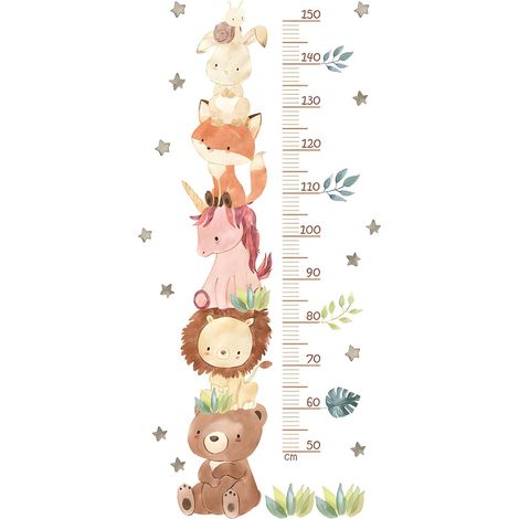 Adhesivo de pared para medir la altura de los niños, con animales del bosque, escala de medición de 50 a 150 cm, regalo para niños y niñas.