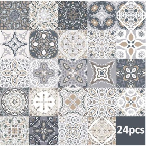 24pcs Wall Tile Stickers - Self-Adhesive Tile Stickers for Kitchen, Living Room, Bathroom, Home Decor (10 x 10CM)