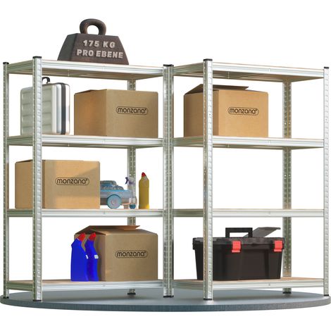 Deuba 2x Shelves Shelving Units Storage Unit Garage Racking 4 Tier Metal Rack Boltless Heavy Duty 160x90x40cm 700Kg (1/5)