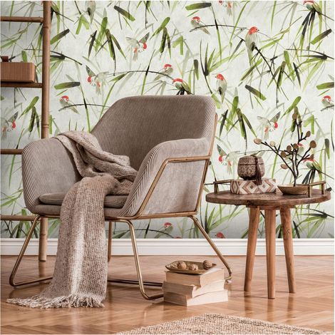 Photo wallpaper Profhome 393121 hot embossed non-woven wallpaper smooth with floral ornaments matt beige green black red 1.59 m x 2.8 m (1/4)