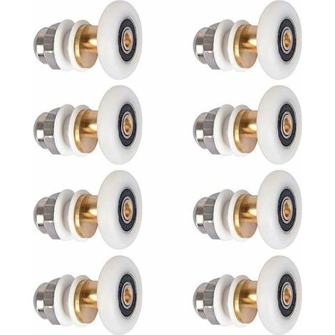 Porte de Douche - Rouleau Roulette Roue pour Porte de Douche Roulettes Coulissantes Porte Roue de Remplacement pour Rouleau 8 pièces 25mm GrooFoo