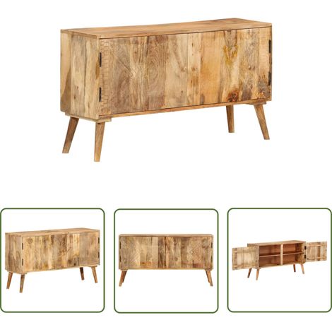 The Living Store Buffet Bois de manguier massif 110x30x60 cm - Buffet - Meuble De Rangement - Armoire - Commode - Bois Massif (1/5)