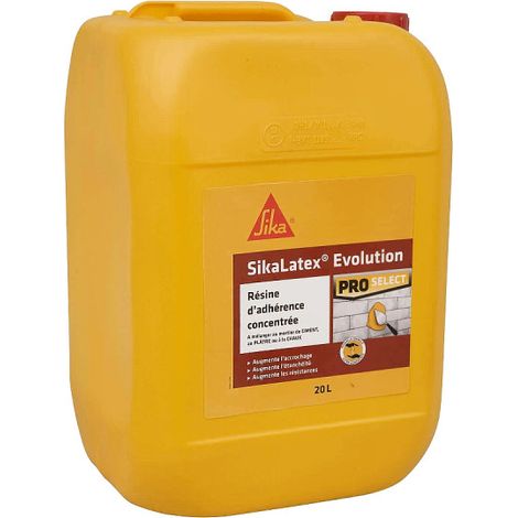 Résine d'adhérence SikaLatex EVOLUTION 20L – Améliore l'adhérence sur supports lisses – Idéal pour mortiers en milieu humide