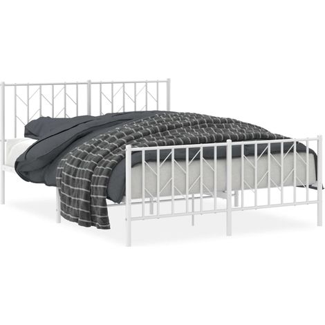 Maison Exclusive - Cadre de lit métal sans matelas et pied de lit blanc 135x190 cm (1/5)