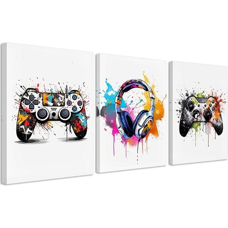 Poster De Jeu Avec Cadre, 3PC Affiche Murale Pour Chambre D'adolescent (1/5)