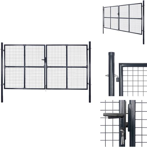 Portail en maille de jardin Acier galvanisé 289x200 cm Gris - Portail Jardin - Portail Acier - Portail Gris - Clôture Jardin - Portillon Aluminium (1/5)
