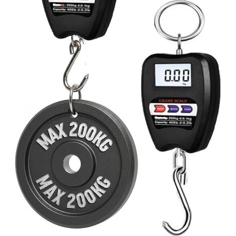 Balance numérique pour bagages 200 kg - Noir - Boîtier en alliage d'aluminium - Affichage LED - Balance à crochet (1/5)