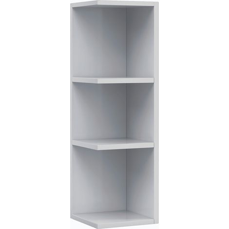 Pegane – Étagère d'angle blanche brillante 65 cm – Dimensions 20 x 19,5 cm – Certifiée PEFC – Pour salle de bains et espaces réduits