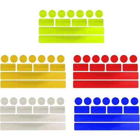 Pegatinas reflectantes, 5 unidades, cinta reflectante, Reflector, pegatinas luminosas, pegatinas fluorescentes, Multicolor, 212,5 cm (1/5)